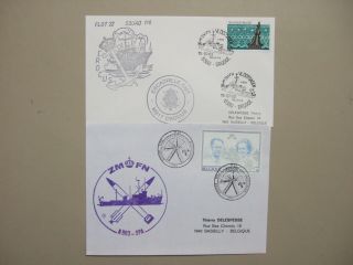 Two Military Ship Special Cancel Covers:france Flot 22 Squad 118,  Belgium Zmfn