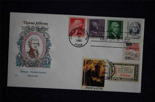 Thomas Jefferson 29c Stamp Combo Fdc House Of Farnum Cachet Sc 2185 6 Combos