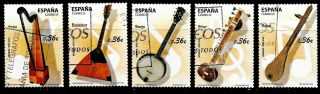 2012 Spain Full Set Of 5 Stamps Featuring Musical Instruments That Are