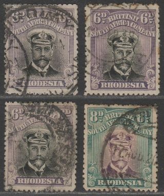 Rhodesia 1913 - 22 Kgv Admiral 6d Selection,  8d