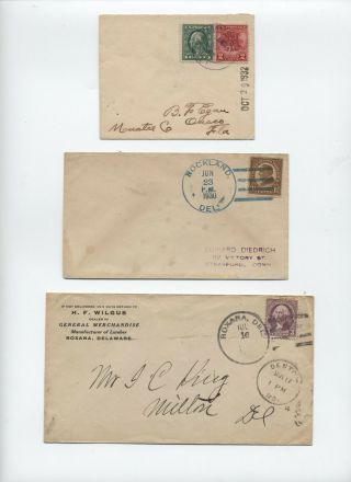 3 1930s Small Town Delaware Covers [f821.  51]