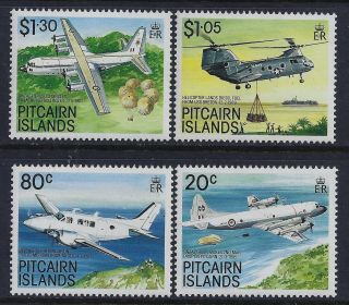 1989 Pitcairn Islands Aircraft Set Of 4 Fine Mnh/muh
