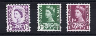 Wales.  2008.  W144 - W146.  Set X 3 Ex - Booklet Values.  Unmounted.