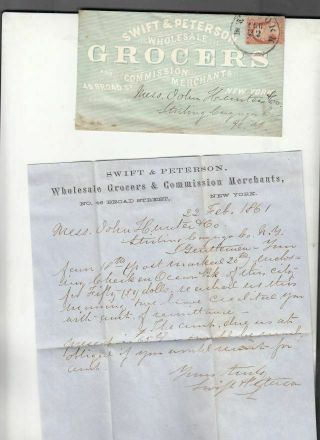 Oldhal - Nyc - 1861 - All Over Ad Cover - Letter To Sterling,  Ny