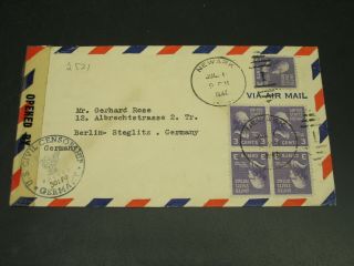 Usa 1947 Censored Airmail Cover To Germany 2521