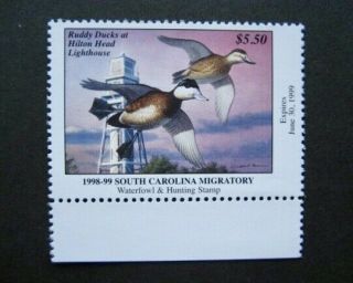 1998 South Carolina State Duck Migratory Waterfowl Stamp Mnhog
