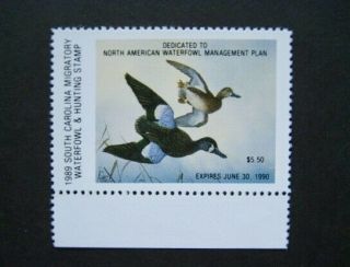 1989 South Carolina State Duck Migratory Waterfowl Stamp Mnhog