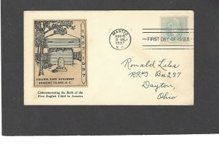 796 5c Virginia Dare Issue Fdc - Manteo,  Nc Aug 18 - 1937 - Offical Linprint Cachet