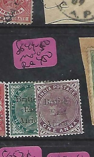 British East Africa (p0810b) Qv 1/2a - 1a On India Sg 49 - 50 Mng