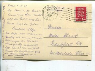 Estonia 15s On Post Card To Germany 1937