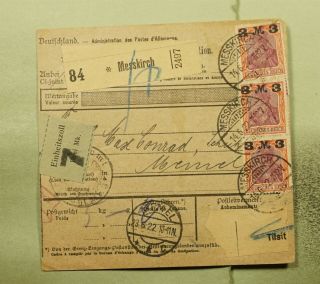 Dr Who 1922 Germany Ovpt Messkirch Registered Receipt To Memel E50394