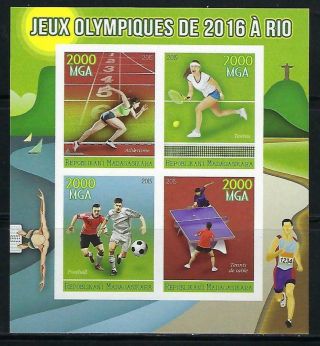 M1660 Mnh 2015 Imperf Souvenir Sheet Of 4 Olympics Tennis Soccer & Table Tennis