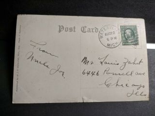 Paw Paw Lake,  Watervliet,  Michigan 1909 Postal History Cover Postcard Mich,  Mi