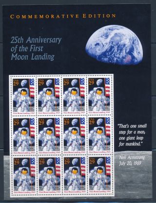 Usa 1994 25th Anniversary Of The 1st Moon Landing Sheet Mnh