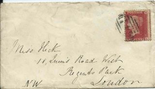 Gb 1862 1d Red Stars Cover With Richmond Yorks 641 Numeral - Regents Park London