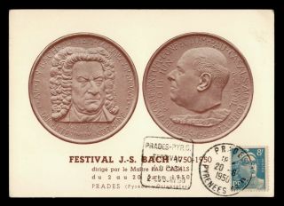 Dr Who 1950 France Prades Festival J.  S.  Bach Postcard C131431