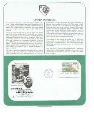 Nevada Statehood 1964 Stamp First Day Cover Postal Commemorative Society