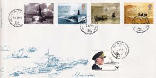 Gb 2001 Submarines Set Of 4 On 4d Post Fdc With Holland On Sea Cds