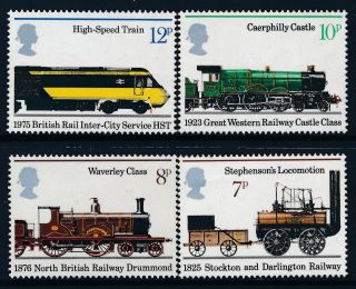 Gb 1975 Public Railways 150th Anniversary Set Of 4 Fine Mnh Sg984 - Sg987