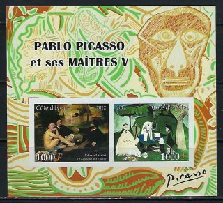 M1161 Mnh 2012 Imperf Souvenir Sheet Of 2 Painting By Artist Pablo Picasso Nudes