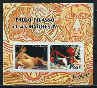 M1162 Mnh 2012 Imperf Souvenir Sheet Of 2 Painting By Artist Pablo Picasso Nudes
