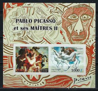 M1163 Mnh 2012 Imperf Souvenir Sheet Of 2 Painting By Artist Pablo Picasso Nudes