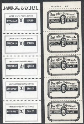 Post Office Officially Labels,  Strips Of 5,  Nh,  2 Different Types