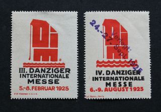 German Danzig - 1925 Very Scarce Danziger Messe Poster Pair Rr