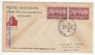 Sss: H.  S.  Wagner Fdc 1937 3c Army Hotel Sherman,  Chicago Il Pair Sc 787