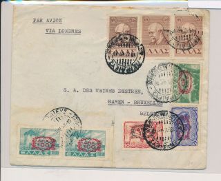 Lk52351 Greece 1948 To Brussels Air Mail Cover
