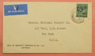 1938 Antigua 1/ On St Johns Airmail To Usa