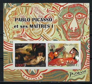 M1160 Mnh 2012 Imperf Souvenir Sheet Of 2 Painting By Artist Pablo Picasso Nudes