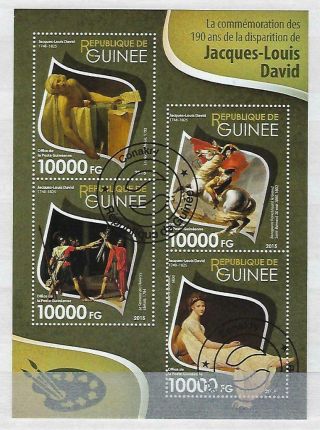 M145 2015 Guinee Souvenir Sheet 4 Diff Paintings By Artist Jacques - Louis David