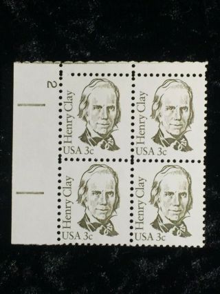 Scott Us 1846 1983 3c Henry Clay Plate Block Of 4 Stamps Mnh