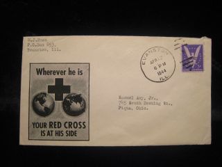 Patriotic Cover Red Cross Cachet 1944 Wwii Military Postal History World War 2