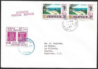 Gb 1971 Postal Strike Channel Islands 3/6 On Cover From Jersey