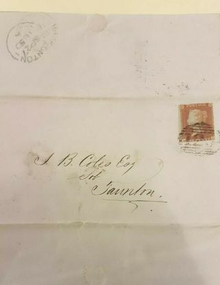 1850 Queen Victoria 1d Penny Red Line Engraved Gb Qv Stamp On Cover And Letter