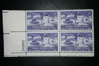 1953 Plate Block 1026 Mnh Us Stamps General George Patton Army F/vf