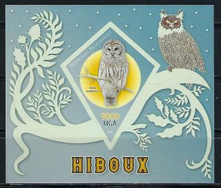 M696 Nh 2015 Imperf.  Souvenir Sheet Of Birds Of Prey Snow Owl