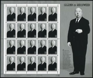 1998 Alfred Hitchcock Stamps 4th Legends Of Hollywood Sheet 20 X 32¢ 3226