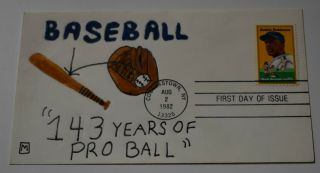 Rare 1982 Jackie Robinson " 143 Years " Fdc Cover Hand Painted (one Of A Kind?)