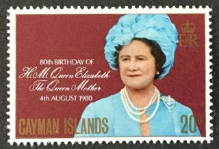 Cayman Islands 1980 80th.  Birthday Of The Queen Mother Mnh