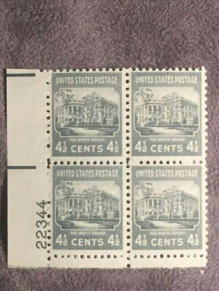Scott Us 809 1938 4 1/2c Plate Block Of 4 Stamps Mnh
