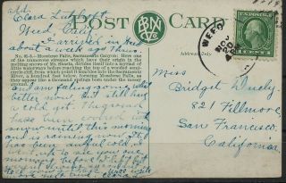 Usa Postal History: 1900s Weed,  Siskiyou County,  California Pc To San Francisco