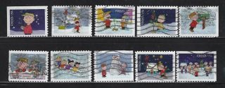 Us Sc 5021 - 5030 Charlie Brown Christmas Set Of 10 Off Paper Sound