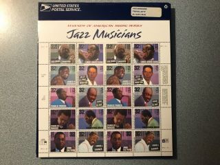 Us Postage Stamps.  Legends Of American Music—jazz Musicians.  Full Sheet.  Mnh