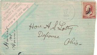1885 Paulding,  Ohio Cancel On A Cover W Letter & Cachet Fr The Sheriff 