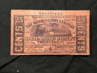 Leather Postcard Mississippi Railroad Company