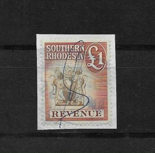 E4926 Southern Rhodesia Revenue Stamp 1 Pound Scarce