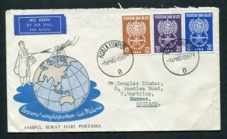 07.  04.  1962 Malaysia Malaya Set Stamps On Fdc Kuala Lumpur To England Gb Uk
